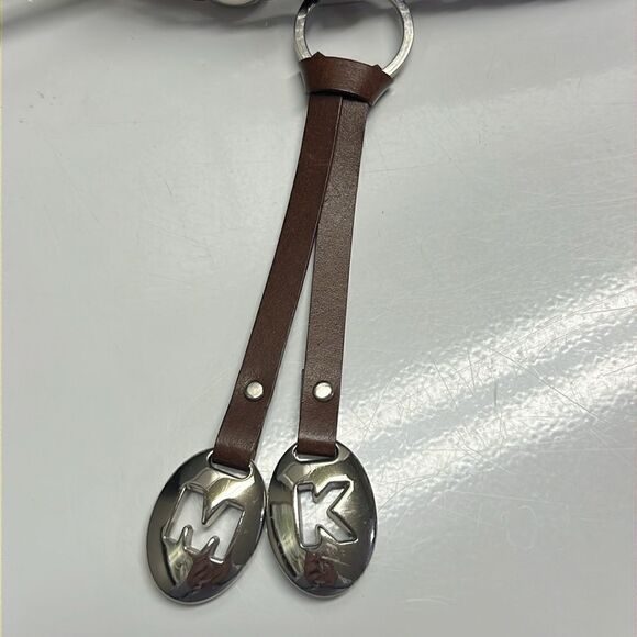 Michael Michael Kors Brown Basketweave Belt with Silver Hardware and Charms- Med main image 5